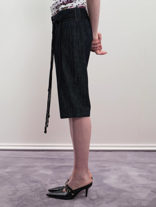 Boho Fringe Tie Low-Rise Summer Shorts