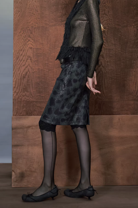Wild Relic Animal Print Leather Skirt