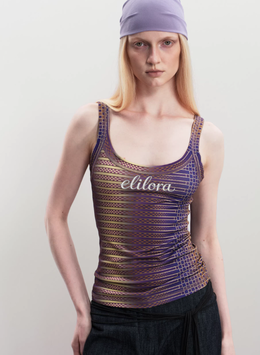 Vintage Grid Print Layering Camisole