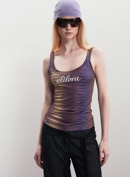 Vintage Grid Print Layering Camisole