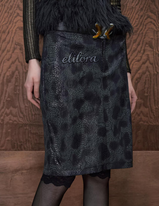 Wild Relic Animal Print Leather Skirt